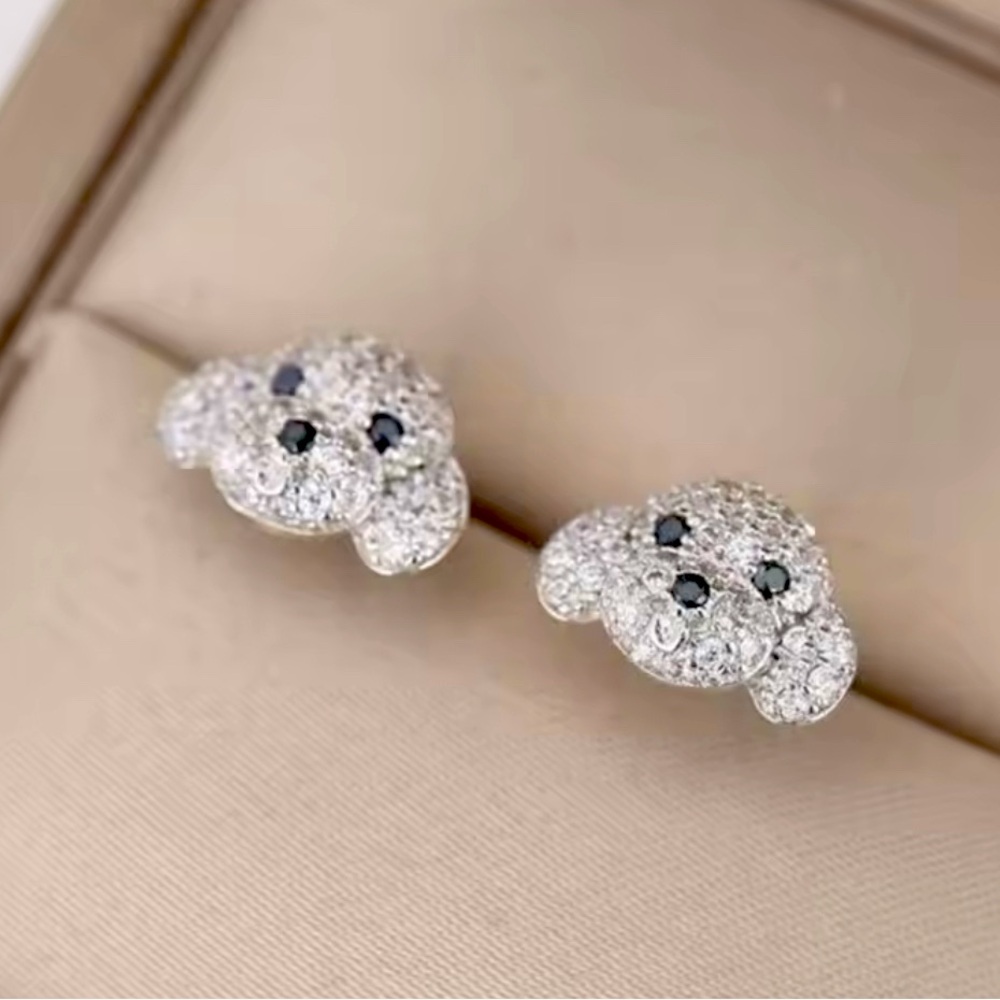 Zirconia Puppy Stud Earrings